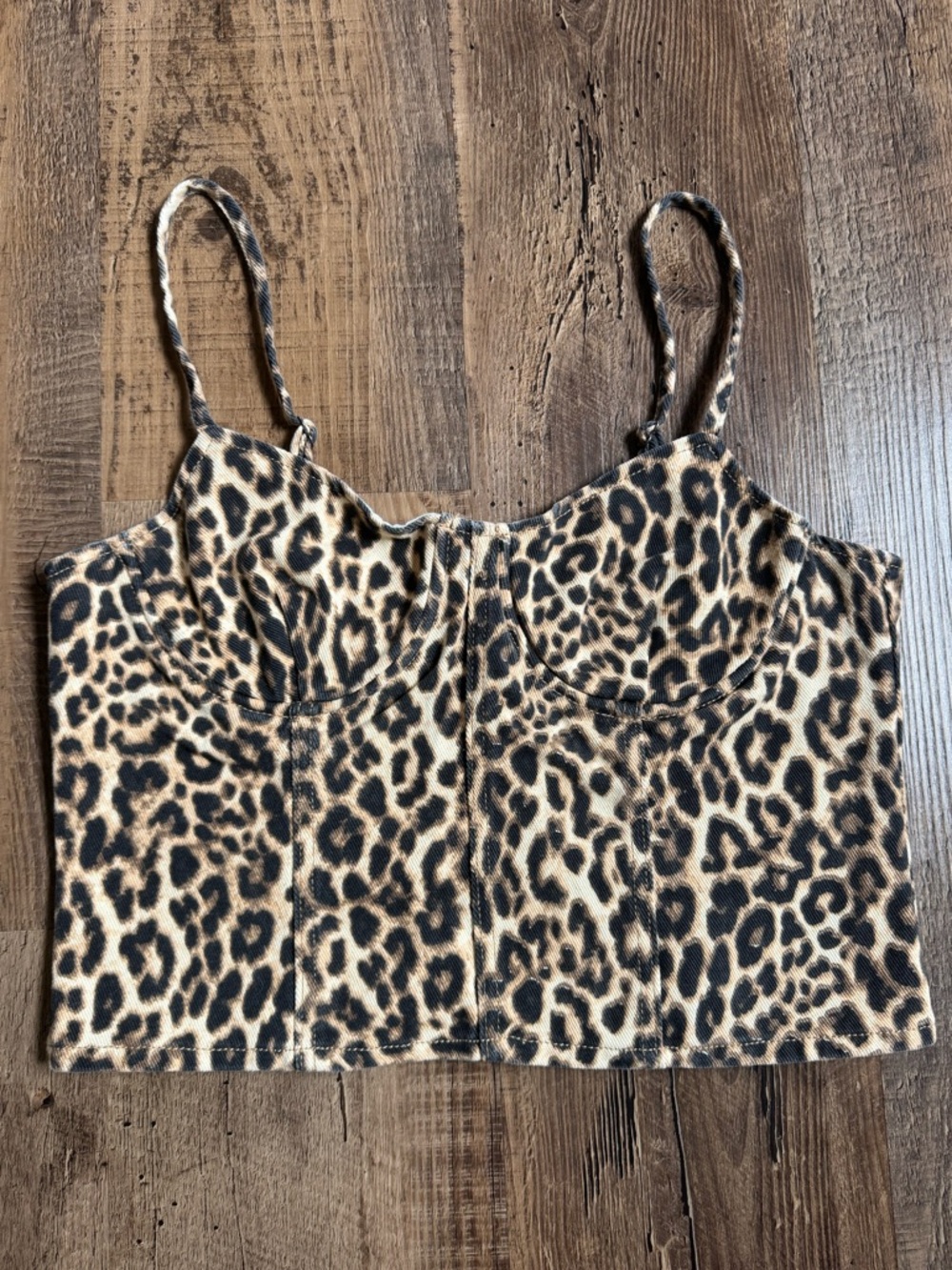 Leopard Print Top M Denim Forever 21 Tank Crop Going Out Festival Boho Cheetah